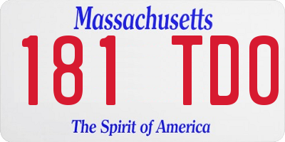 MA license plate 181TD0