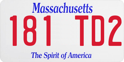 MA license plate 181TD2