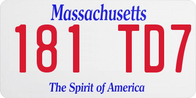 MA license plate 181TD7