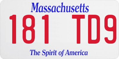 MA license plate 181TD9