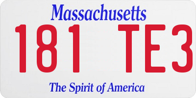 MA license plate 181TE3