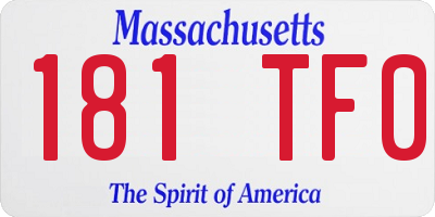 MA license plate 181TF0