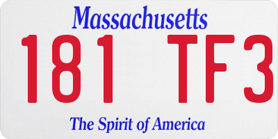 MA license plate 181TF3