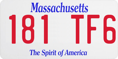 MA license plate 181TF6