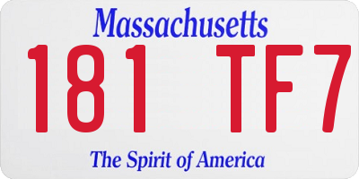 MA license plate 181TF7