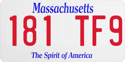 MA license plate 181TF9