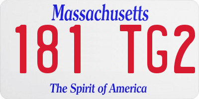 MA license plate 181TG2