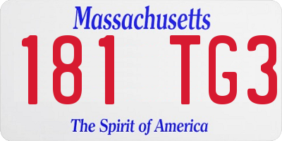 MA license plate 181TG3
