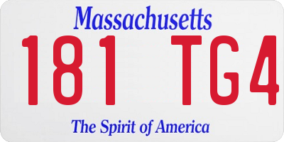 MA license plate 181TG4