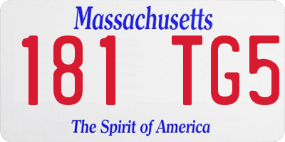 MA license plate 181TG5