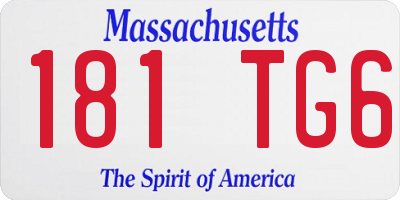 MA license plate 181TG6