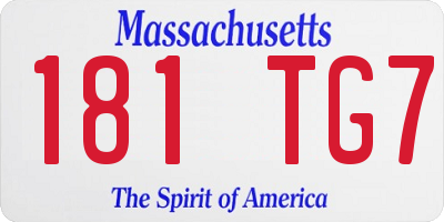 MA license plate 181TG7