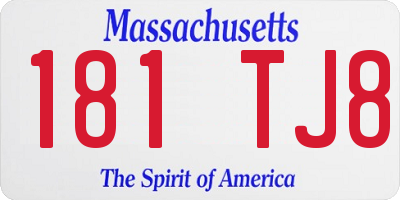 MA license plate 181TJ8