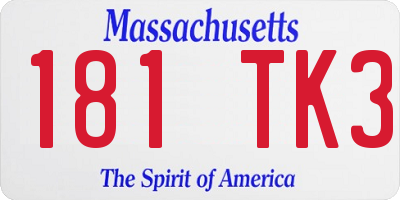 MA license plate 181TK3