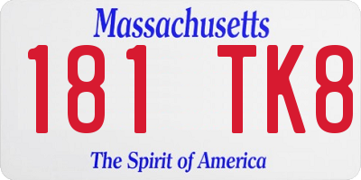 MA license plate 181TK8