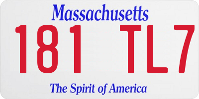 MA license plate 181TL7