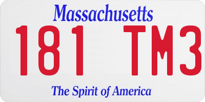 MA license plate 181TM3