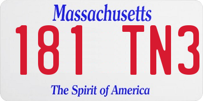 MA license plate 181TN3