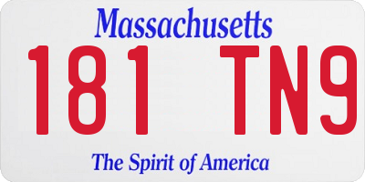 MA license plate 181TN9