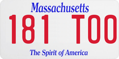 MA license plate 181TO0