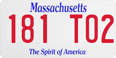 MA license plate 181TO2