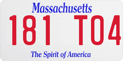 MA license plate 181TO4