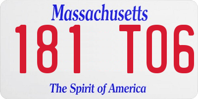MA license plate 181TO6