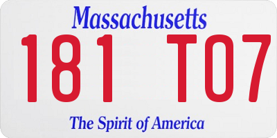 MA license plate 181TO7