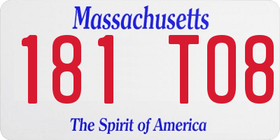 MA license plate 181TO8