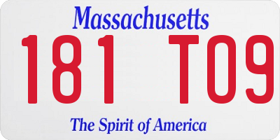 MA license plate 181TO9
