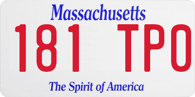 MA license plate 181TP0
