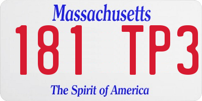MA license plate 181TP3