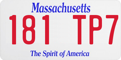 MA license plate 181TP7
