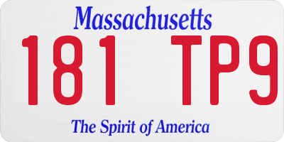 MA license plate 181TP9