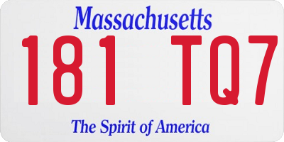 MA license plate 181TQ7
