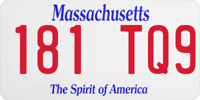 MA license plate 181TQ9