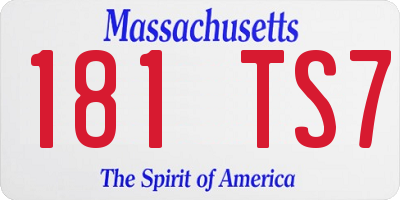 MA license plate 181TS7