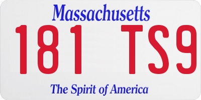 MA license plate 181TS9