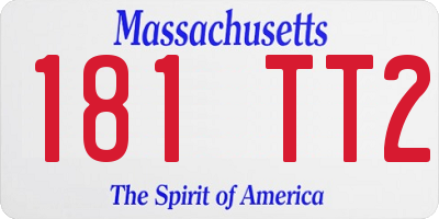 MA license plate 181TT2