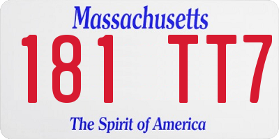 MA license plate 181TT7