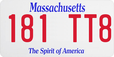 MA license plate 181TT8