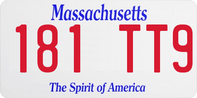 MA license plate 181TT9