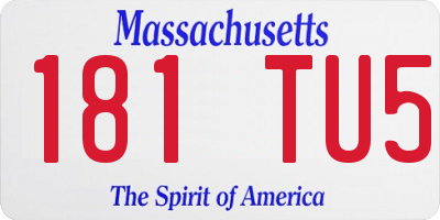MA license plate 181TU5