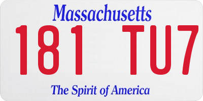 MA license plate 181TU7