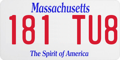 MA license plate 181TU8