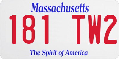 MA license plate 181TW2