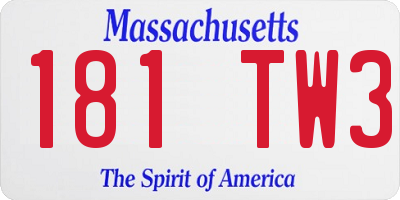 MA license plate 181TW3