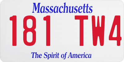 MA license plate 181TW4