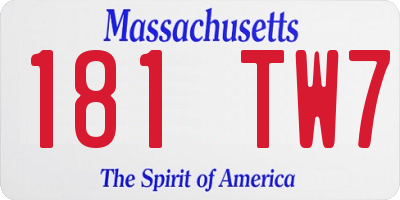 MA license plate 181TW7