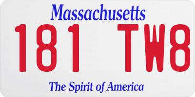 MA license plate 181TW8